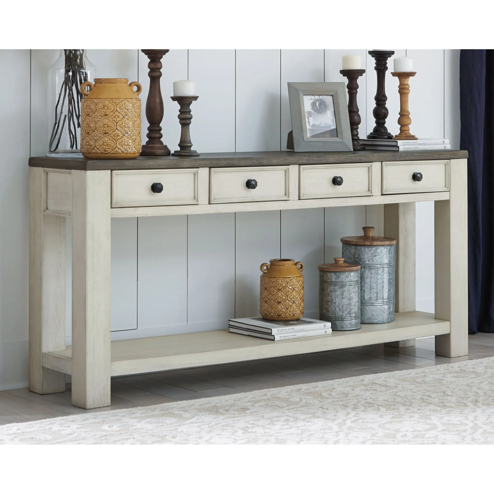 Elanbach Sofa Table - Brown/White