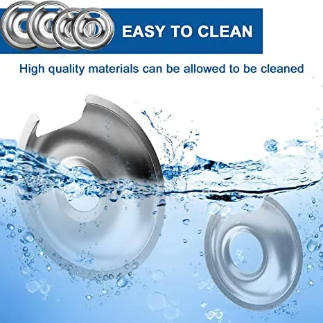 Electric Stove Burner Drip Pans 2  2 Small 6'' WB32X10012 & Large 8'' WB32X10013 Chrome Burner Drip Pan Bowls Set,Drip Pan and Trim Ring Set for Electric Range by Fetechmate
