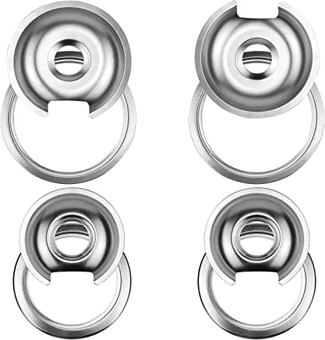 Electric Stove Burner Drip Pans 2  2 Small 6'' WB32X10012 & Large 8'' WB32X10013 Chrome Burner Drip Pan Bowls Set,Drip Pan and Trim Ring Set for Electric Range by Fetechmate