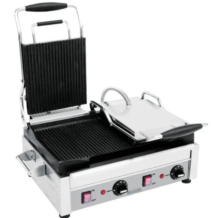 Eurodib Cooking Surface Double Panini Grill with Ribbed Plates SFE02365-240