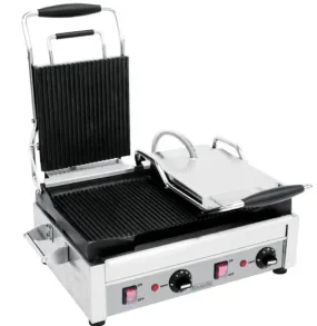 Eurodib Cooking Surface Double Panini Grill with Ribbed Plates SFE02365-240