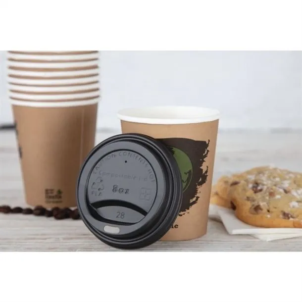 Fiesta Green Compostable Coffee Cup Lids 225ml / 8oz (Pack of 50) - DS054