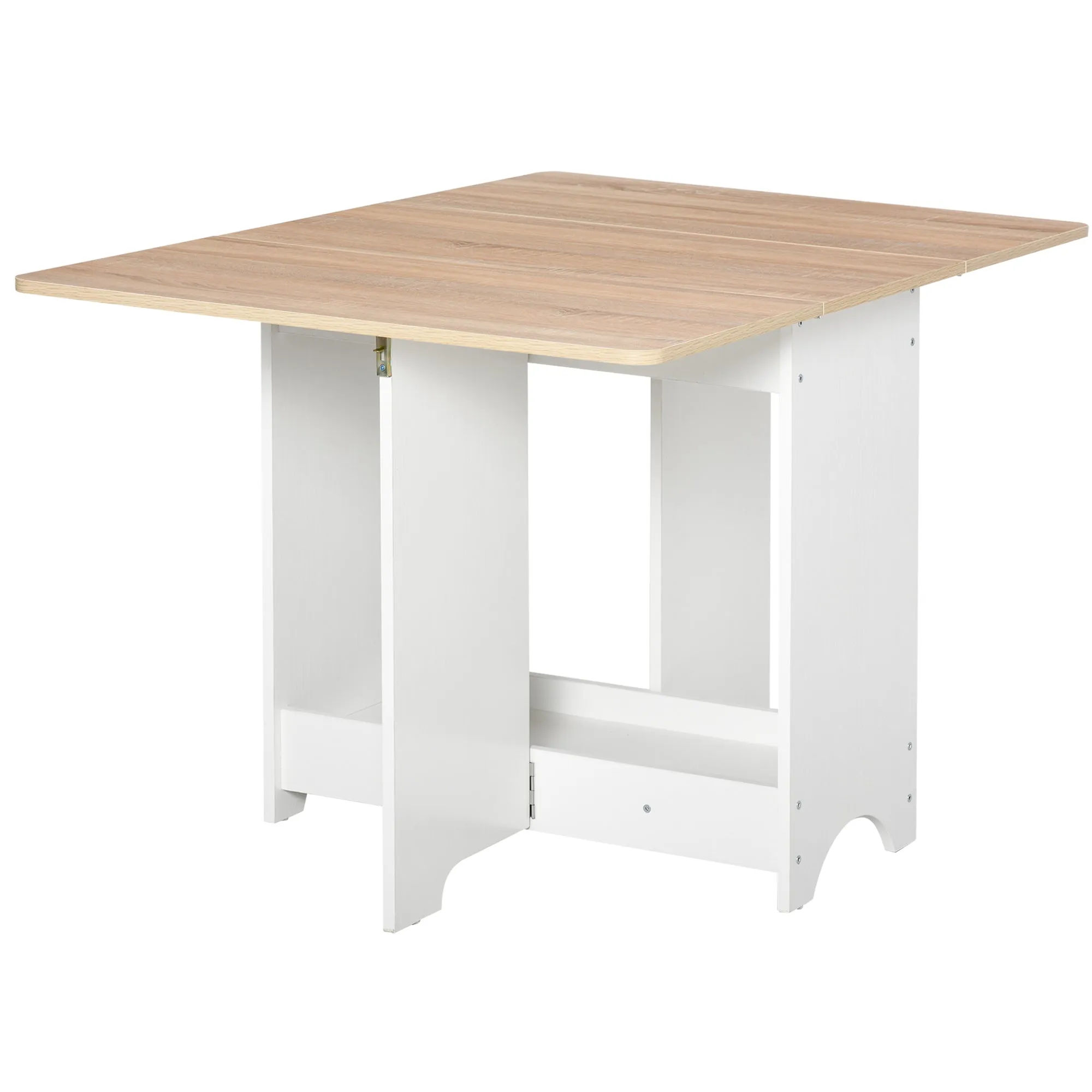 Foldable Dining Table Drop-Leaf Folding Desk Side Console with Storage Shelf for Kitchen