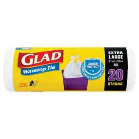 Glad Wavetop Tie Extra Large Strong Refuse Bag 81x66cm 20Pack