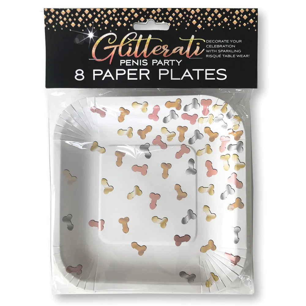 Glitterati Penis Party Paper Plates 8-Pack