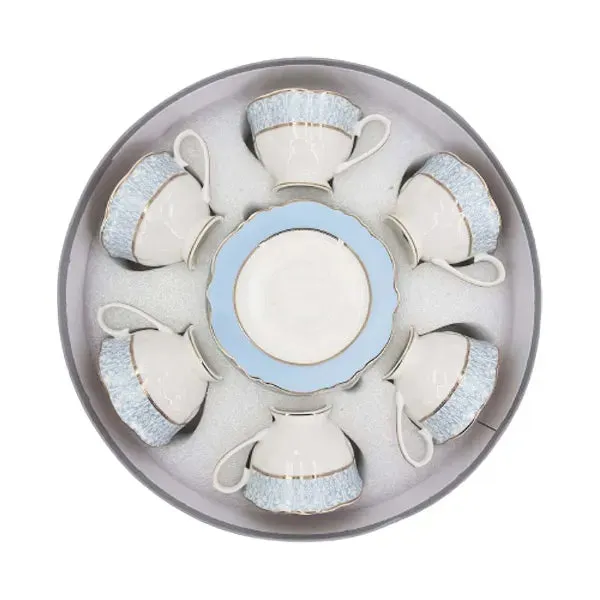 Green Tea/Qahwa Cup & Saucer Sky Set 6Pcs