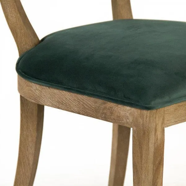 Green Velvet Curved Back Chairs - Pair