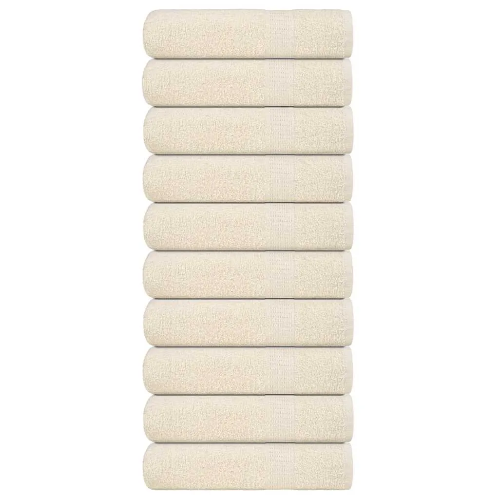 Hand Towels 10 pcs Cream 50x100 cm 360 gsm 100% Cotton