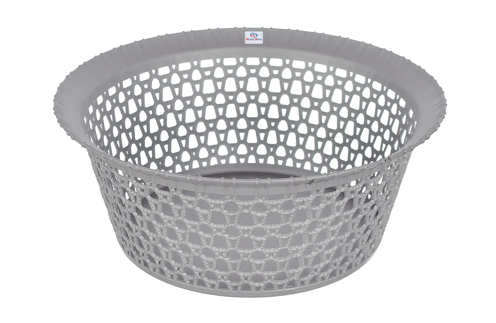 Heart Home Multiuses 3 Different Sizes Round Plastic Storage Basket/Organizer (Grey) -46HH01