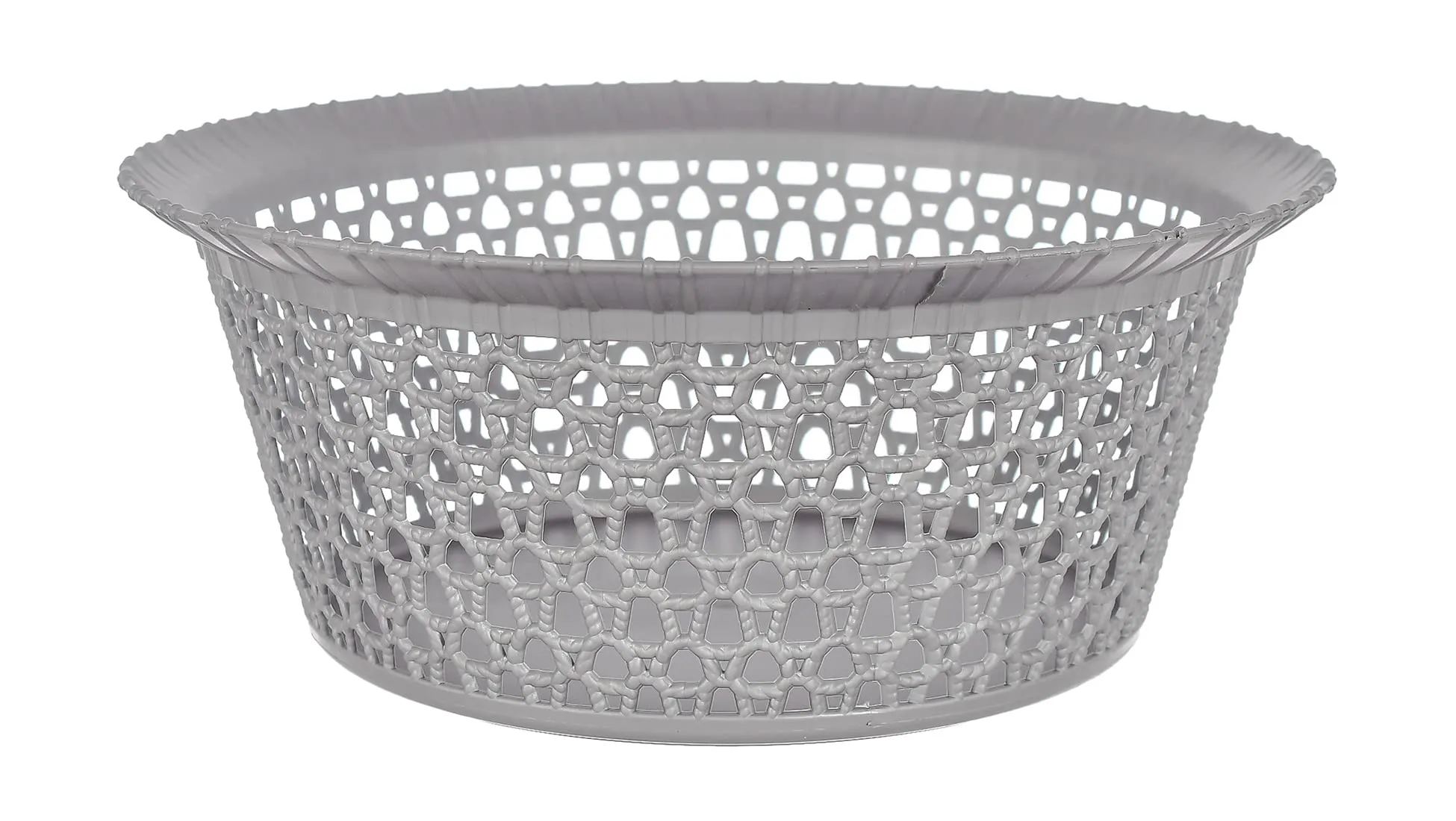 Heart Home Multiuses 3 Different Sizes Round Plastic Storage Basket/Organizer (Grey) -46HH01