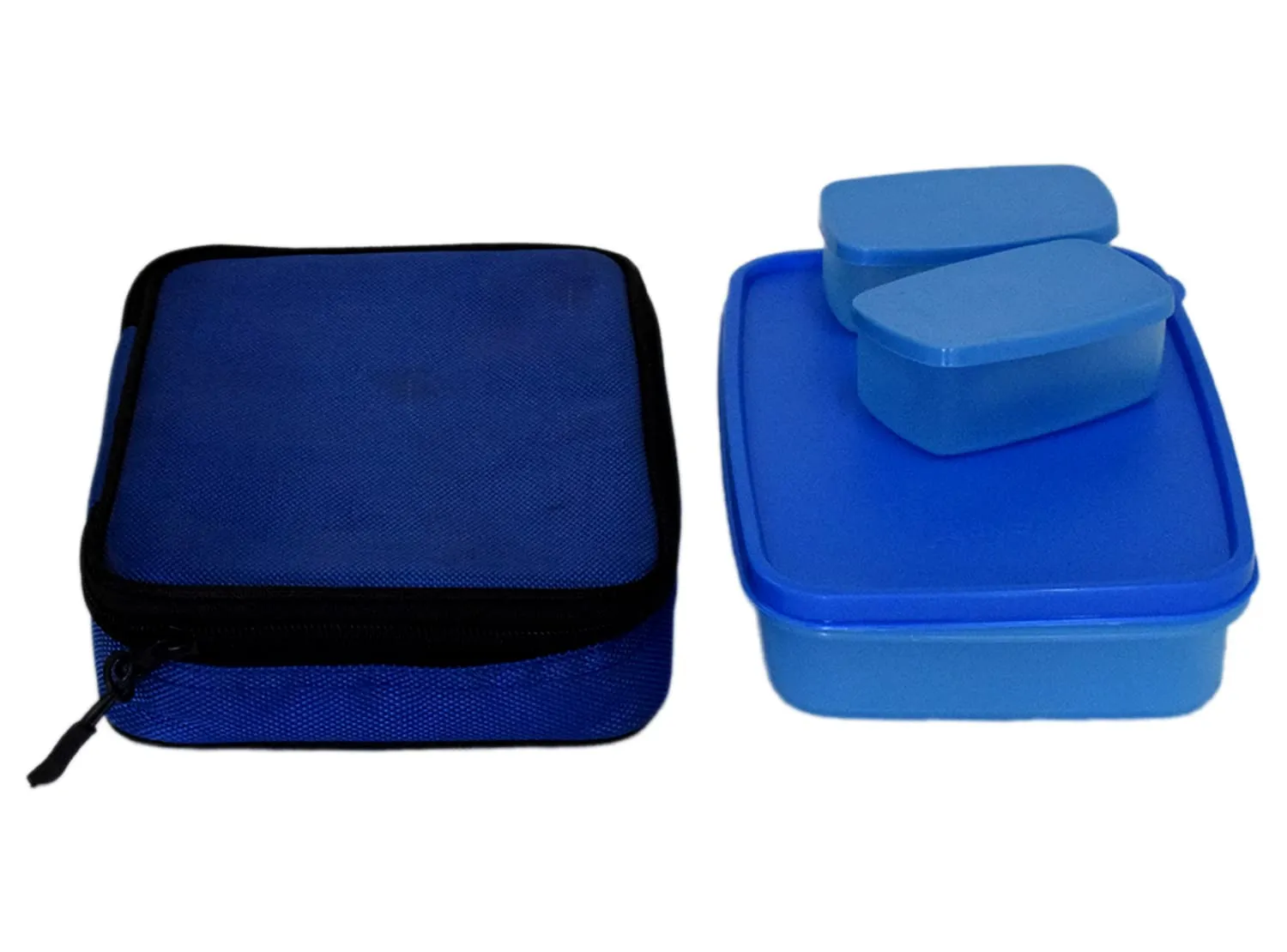 Heart Home Plastic Compact Lunch Box with 2 Containers & Cover (Red)-50HH01215