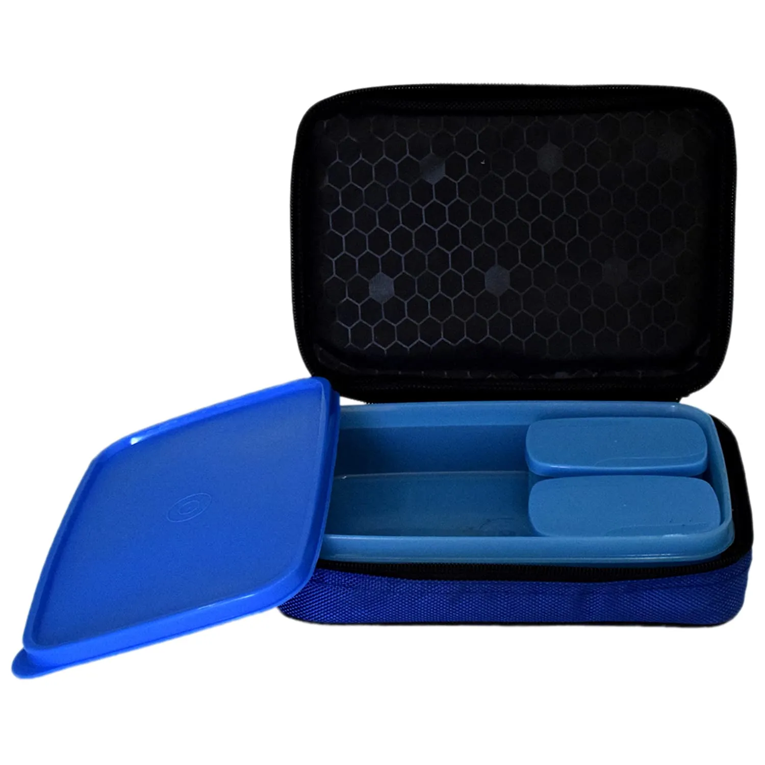 Heart Home Plastic Compact Lunch Box with 2 Containers & Cover (Red)-50HH01215