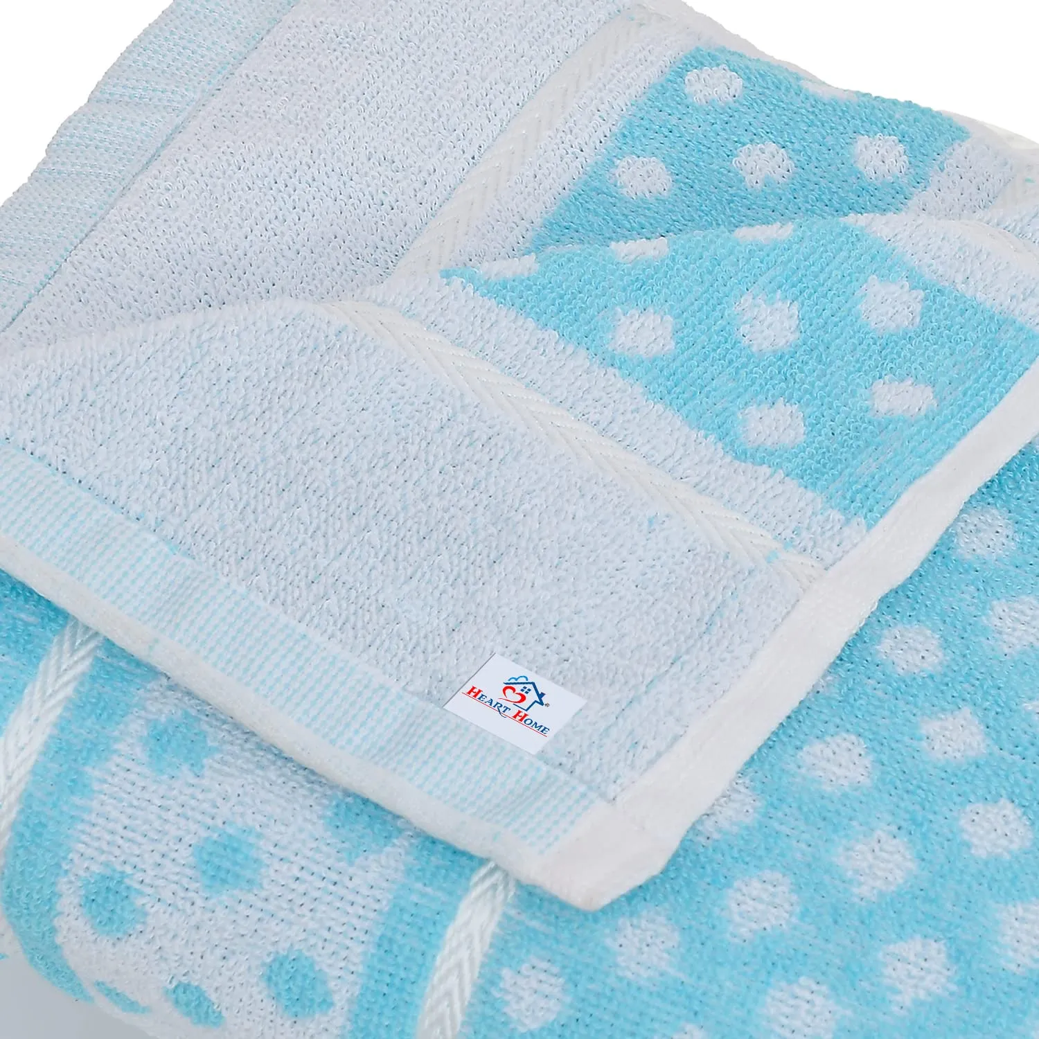 Heart HomeDot Printed Super Soft, Fluffy, and Absorbent, Cotton Bath Towel Perfect for Daily Use, 30"x60"- Pack of 3 (Sky Blue)