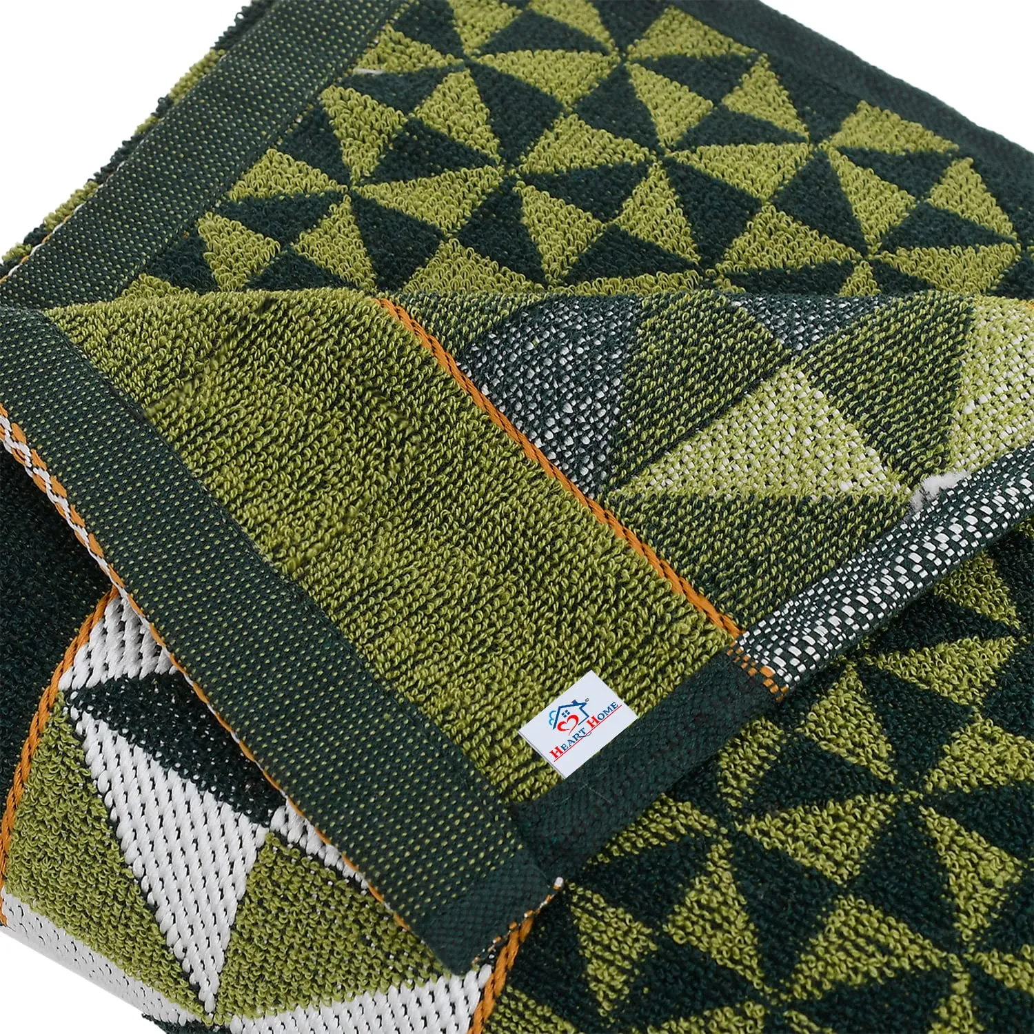 Heart HomeTringle Printed Super Soft, Fluffy, and Absorbent, Cotton Bath Towel Perfect for Daily Use, 30"x60"- Pack of 3 (Green)