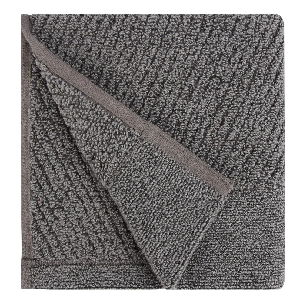 Hokime Ribbed Towels, Bath Towel Set - 6 Piece, Shitake Grey