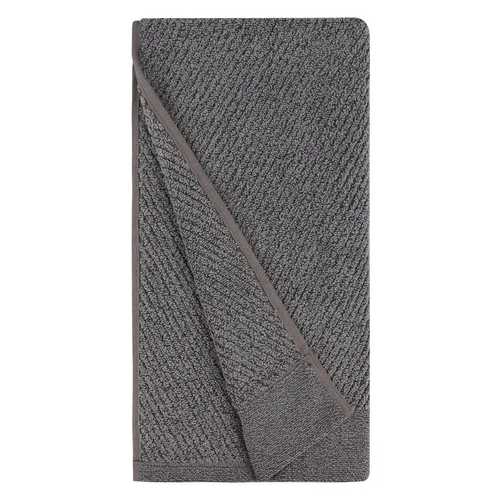 Hokime Ribbed Towels, Bath Towel Set - 6 Piece, Shitake Grey