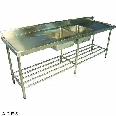 JEMI S/S Sink BENCH 2100mm wide - Double (Left Hand) sink