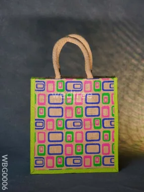 Jute bag - 3 colour box (medium) in natural color and zipper - WBG0006
