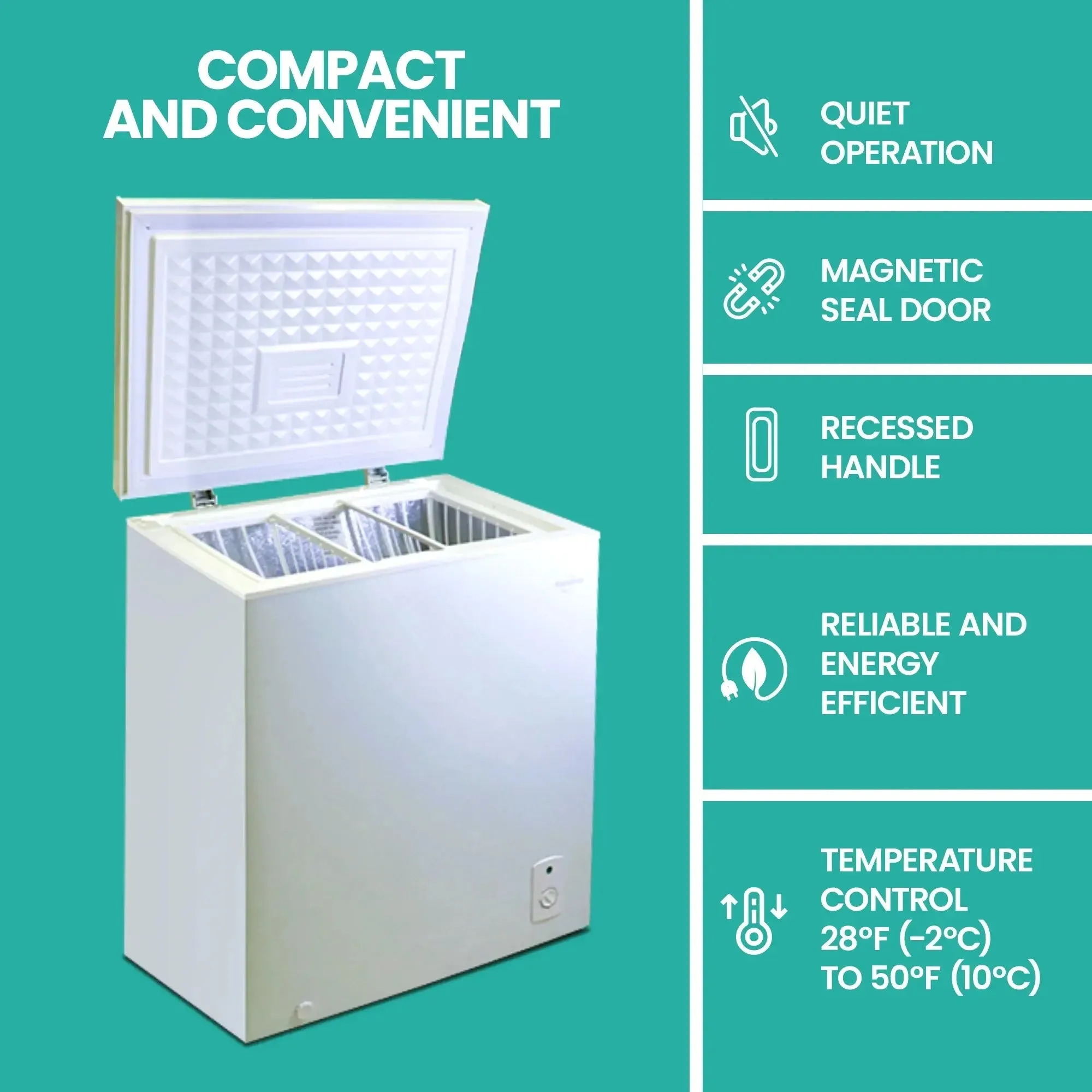Koolatron Chest Freezer 5.0 Cu Ft, Compact Freezer (155L) White, Manual Defrost