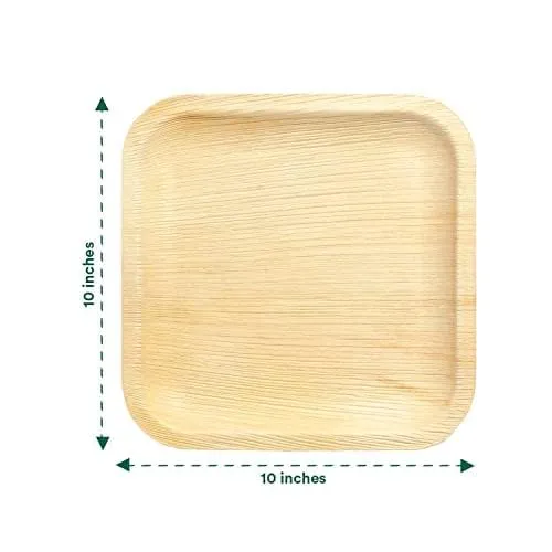 Kuber Industries Pack of 100 Disposable Palm Leaf Plates | Microwave & Oven Safe | Compostable, Disposable Tableware | Eco-Friendly Use & Throw Plates | Party, Dinner Plate |10 * 10 Inch
