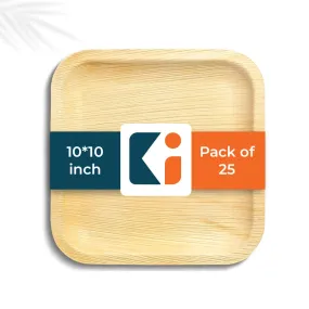 Kuber Industries Pack of 100 Disposable Palm Leaf Plates | Microwave & Oven Safe | Compostable, Disposable Tableware | Eco-Friendly Use & Throw Plates | Party, Dinner Plate |10 * 10 Inch