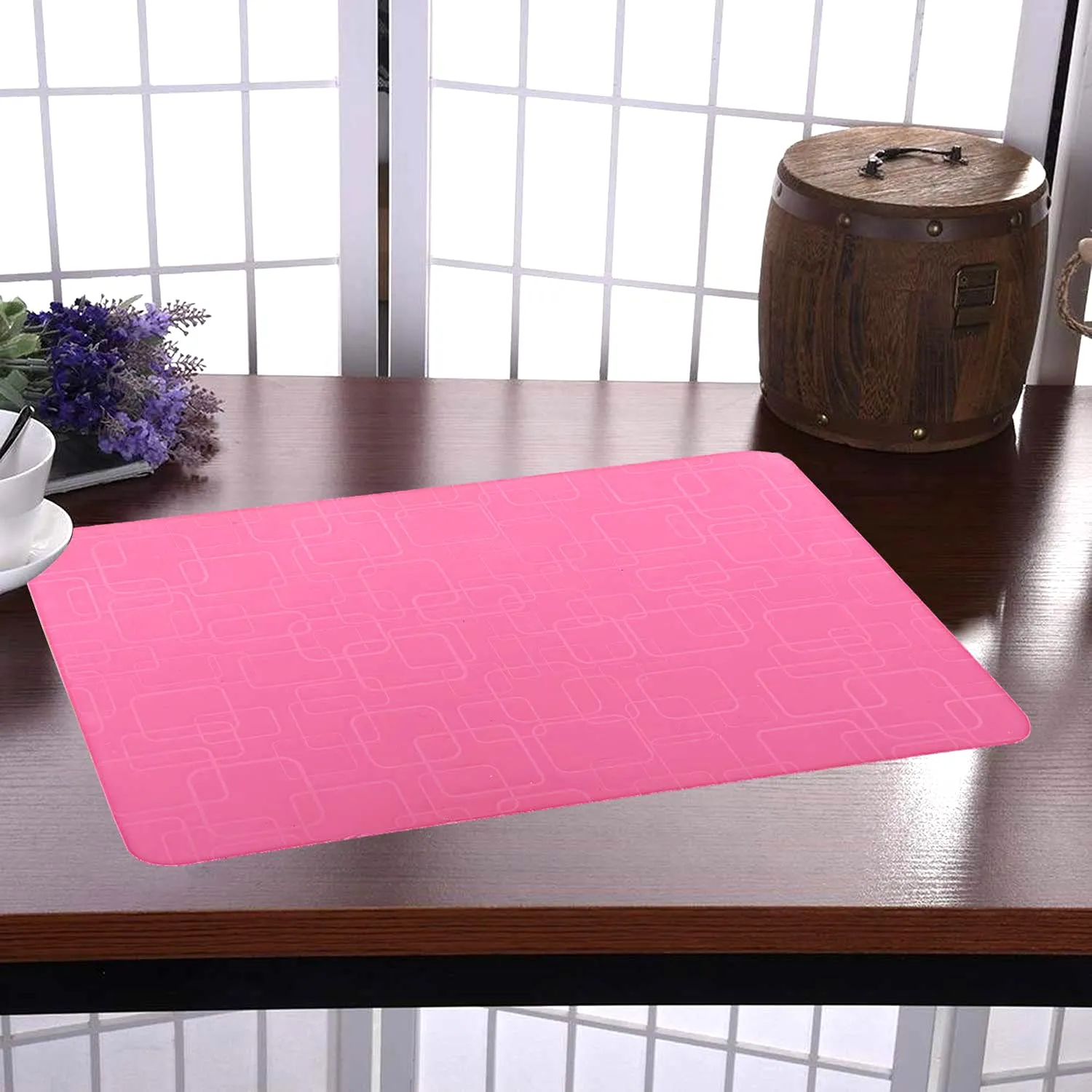 Kuber Industries PVC 6 Piece Dining Table Placemat Set (Pink), Standard (HS39KUBMART021966)