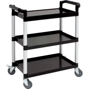 Large 3 Tier PP Catering Clearing Trolley Black Shelves