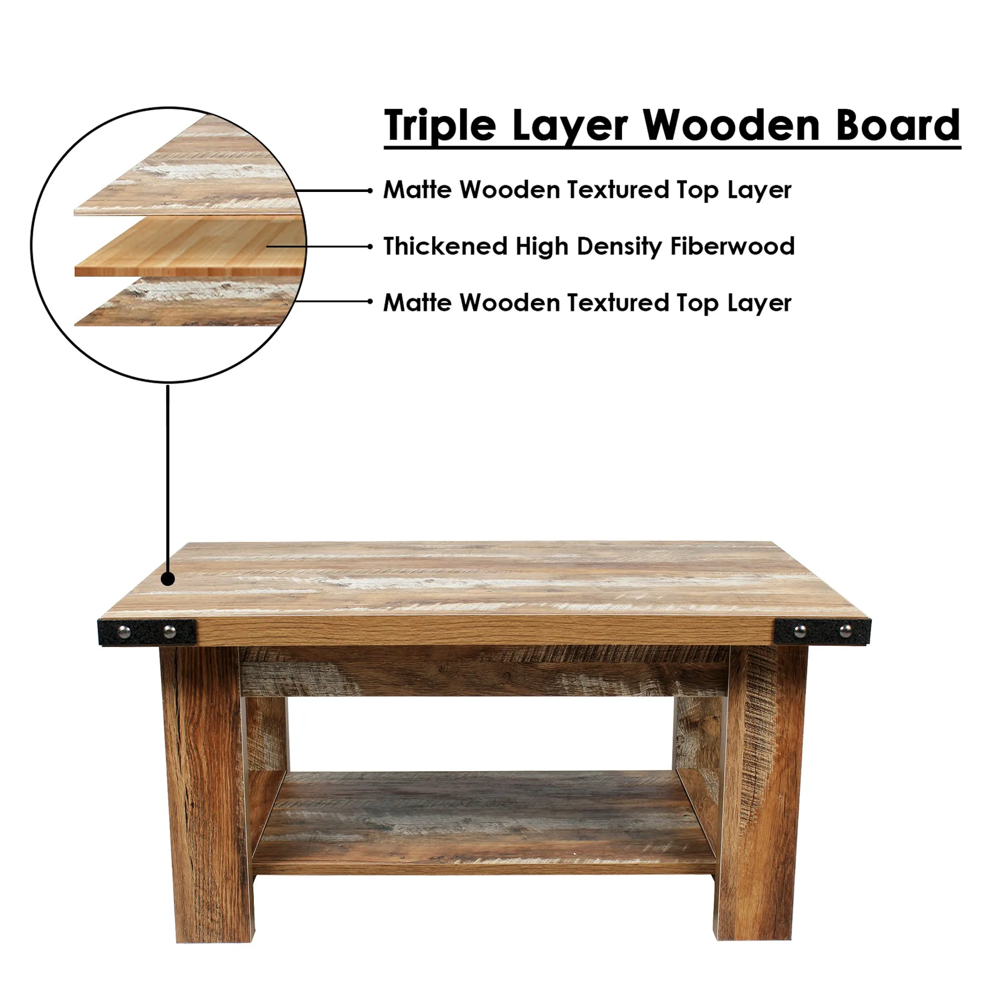 Lazywud Coffee Table For Living Room (Yukon Oak)