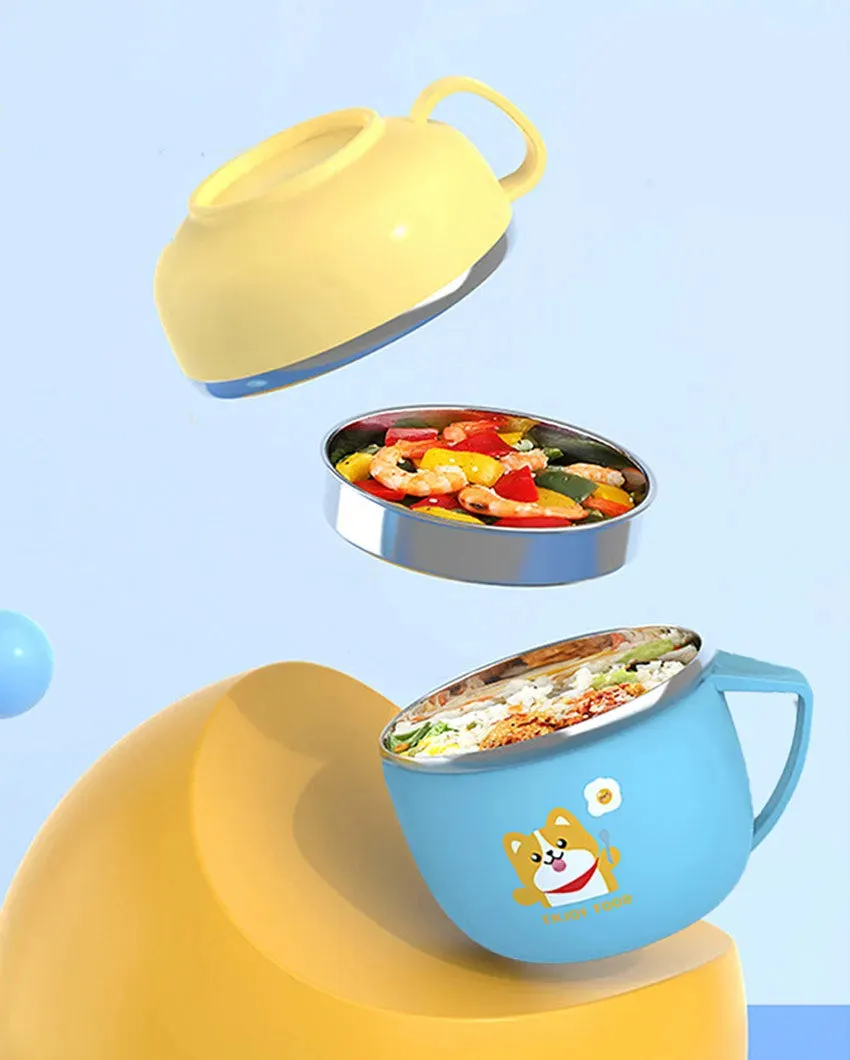 Light Blue Foxy Dual Handle Soup & Noodles Lunch Box With Bag