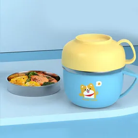 Light Blue Foxy Dual Handle Soup & Noodles Lunch Box With Bag