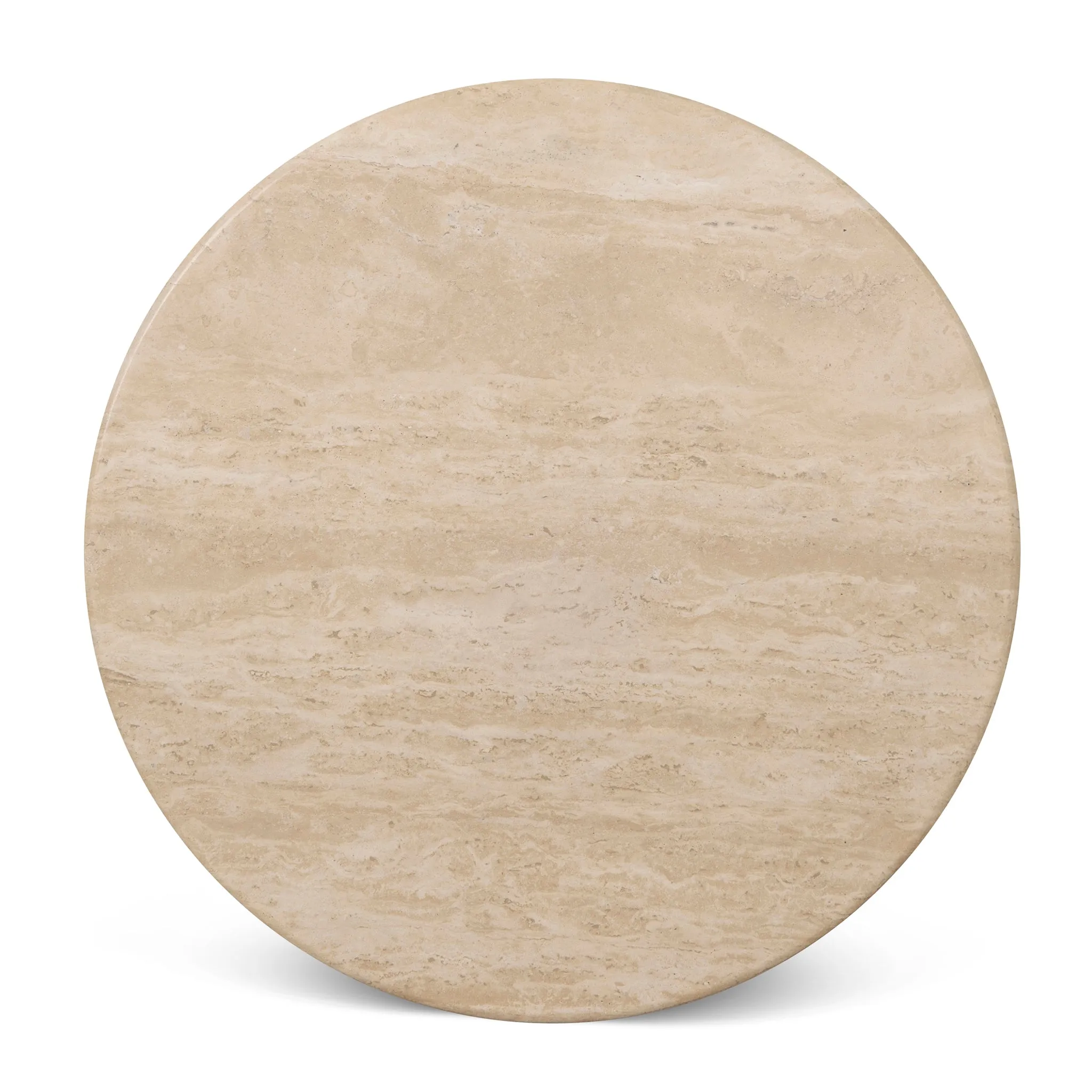 Linden 60cm Travertine Top Side Table - Creme Ash