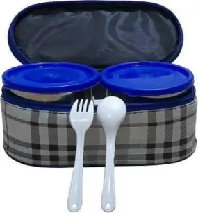 Lunch Box Built-in Stainless Steel with Insulated Fork Spoon, Plastic 3 Containers Lunch Box ,Tiffin for Adult Student