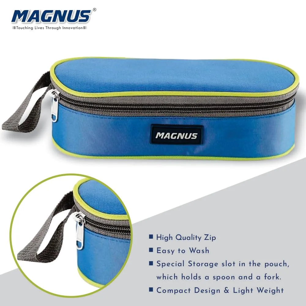 Magnus Avanza 2 Deluxe Stainless Steel Lunch Box | Airtight, Leakproof, Insulated | Ideal Lunch Box for Kids | Lunch Boxes for Office Men and Women | Compact Design with Carrying Pouch