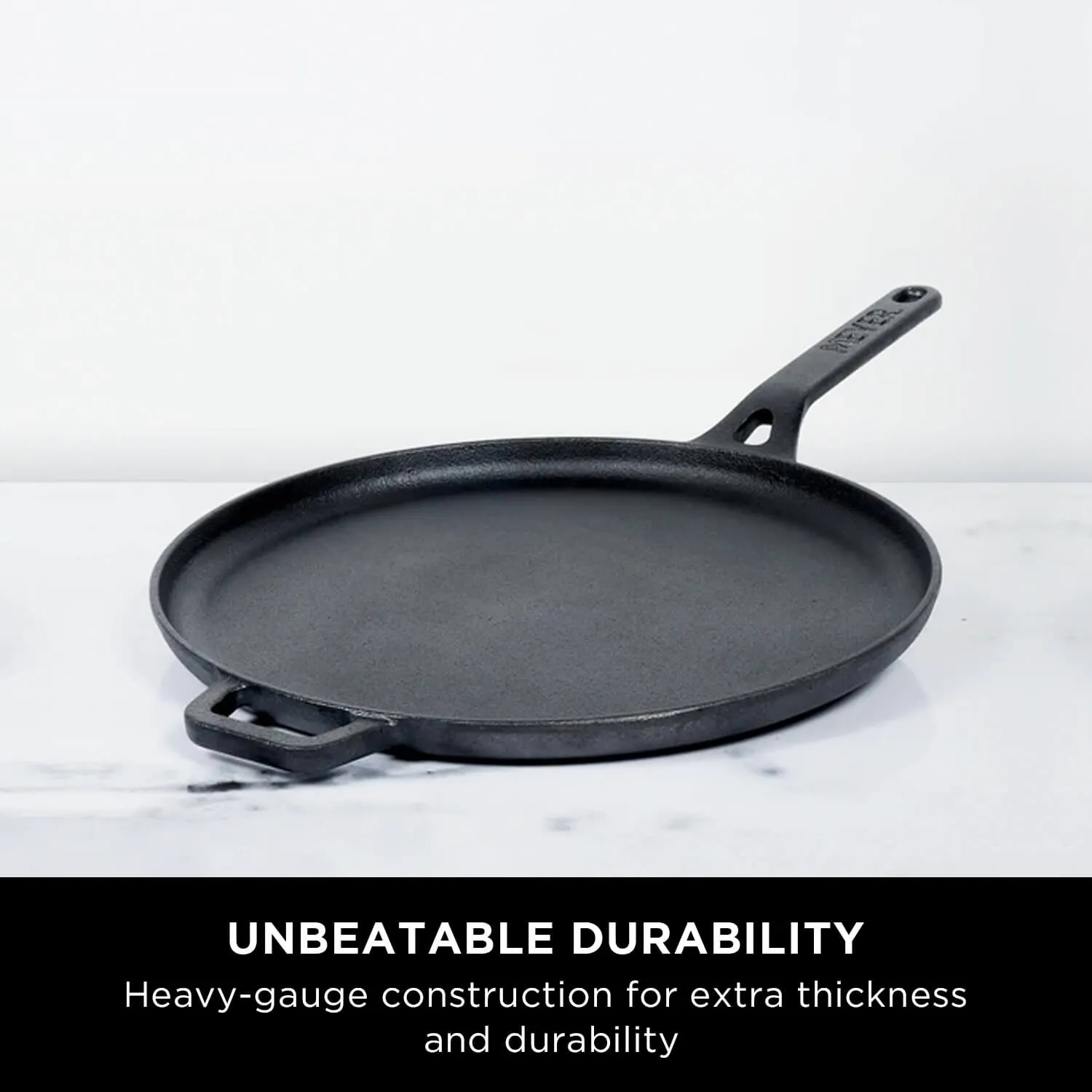 Meyer Cast Iron 2pcs Set - 25cm Grillpan   28cm Flat Dosa Tawa