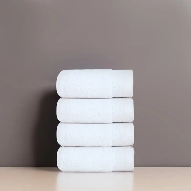 Micro Cotton Soft Serenity Solid Face Towel (White) - Set Of Four