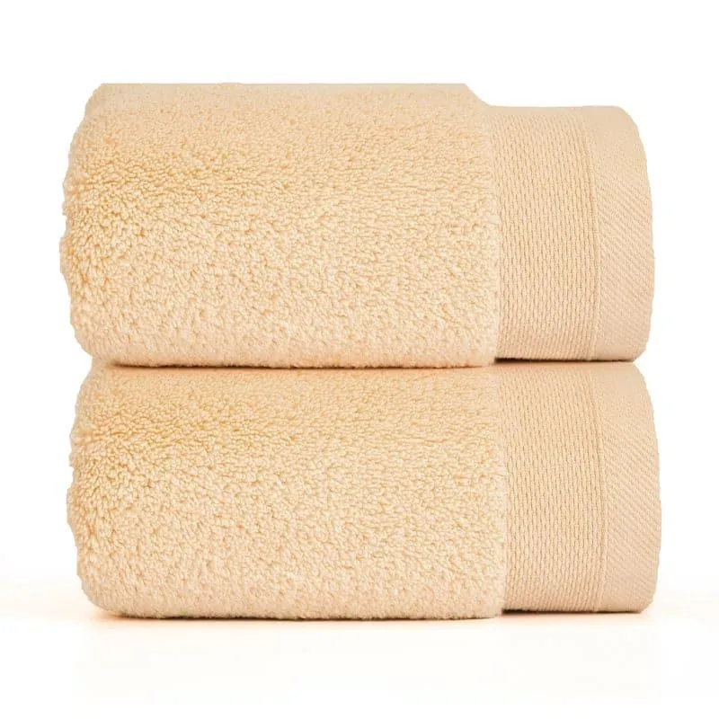 Micro Cotton Soft Serenity Solid Hand Towel (Beige) - Set Of Two