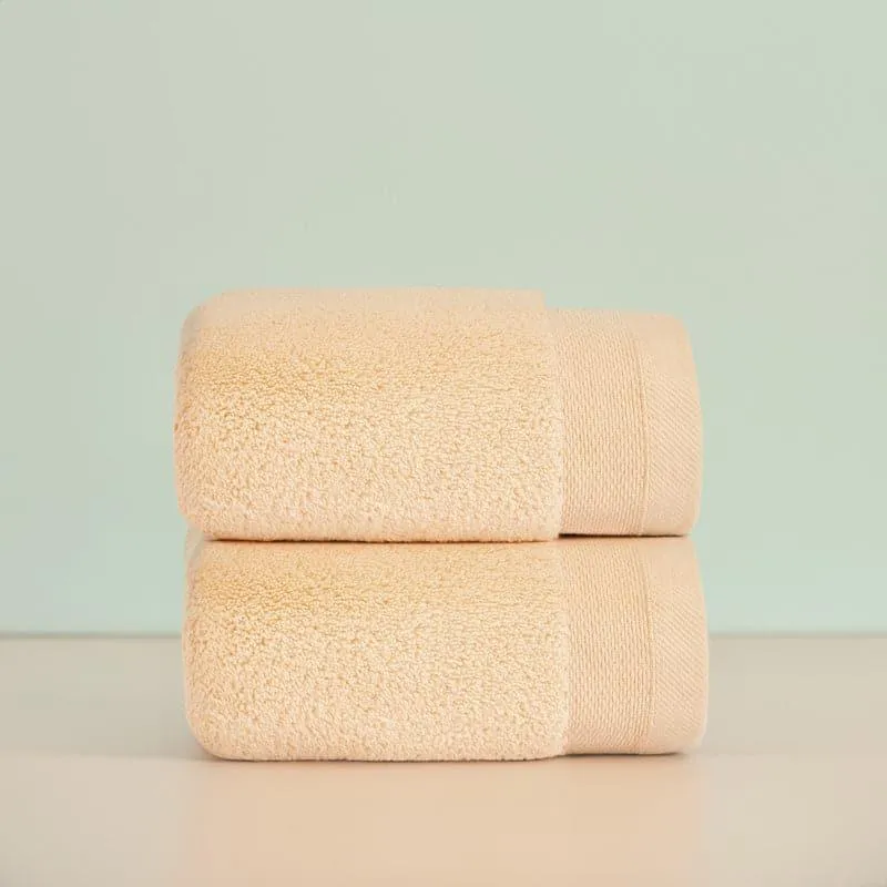 Micro Cotton Soft Serenity Solid Hand Towel (Beige) - Set Of Two