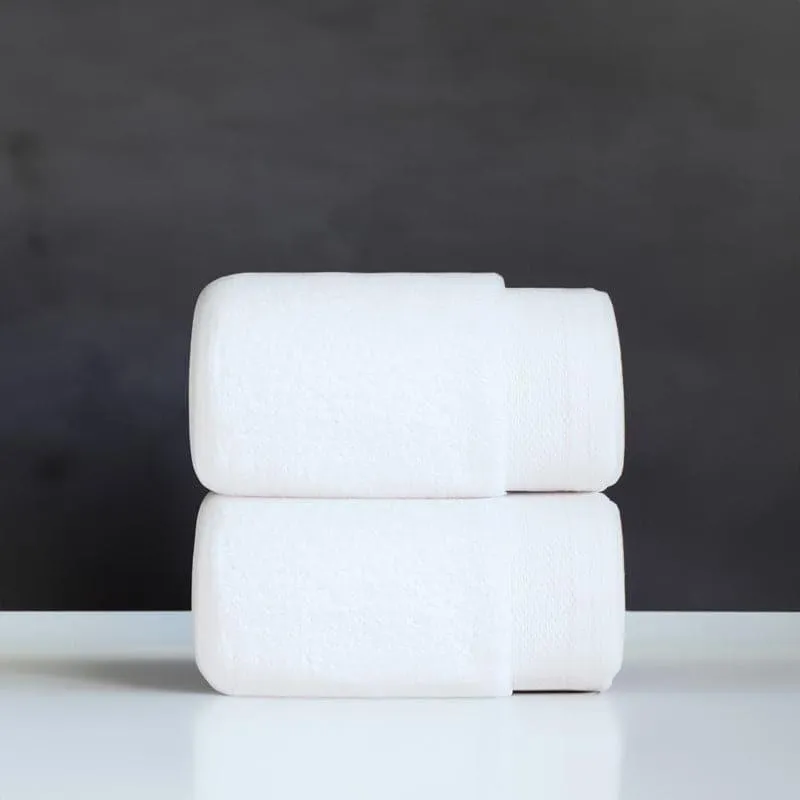 Micro Cotton Soft Serenity Solid Hand Towel (White) - Set Of Two