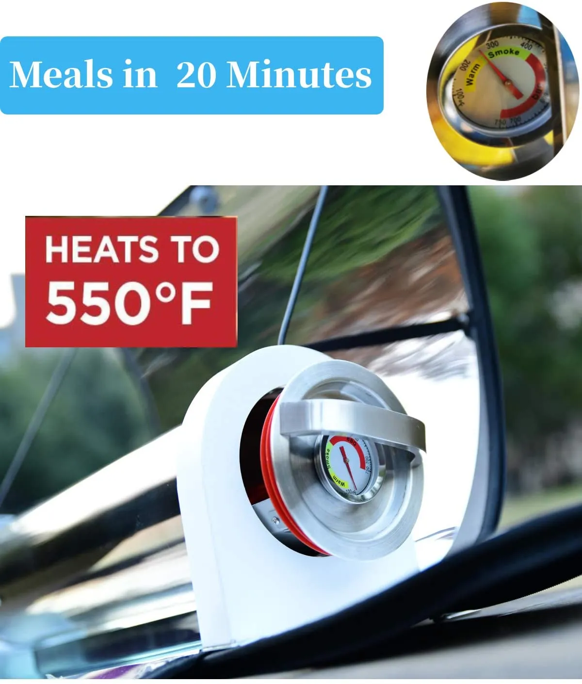 Mrmapmax Solar Oven Portable Oven-4.5L Large Capacity Solar Cooker Outdoor Oven Camping Stove with Thermometer for 2-3 People Backpacking Hiking Family Party