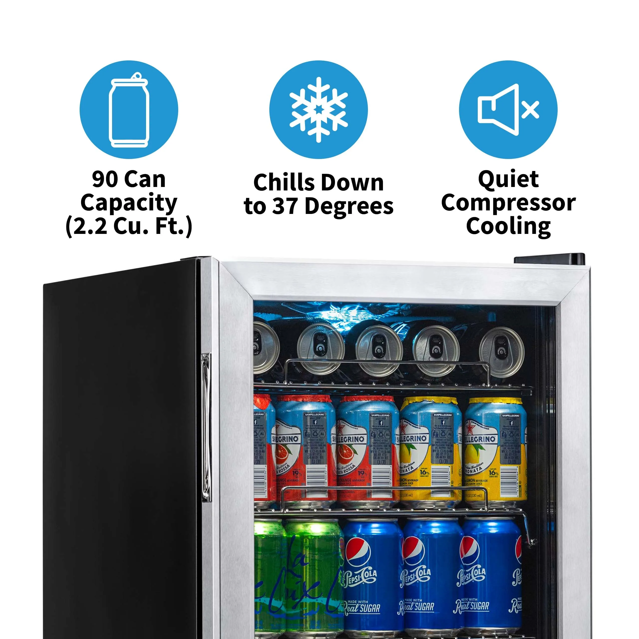 Newair® 90-Can Freestanding Stainless Steel Beverage Fridge -17"