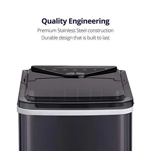 Northair Stainless Steel Portable Countertop Ice Maker with Ice Scoop and Basket 26 lb. Daily Capacity - Black