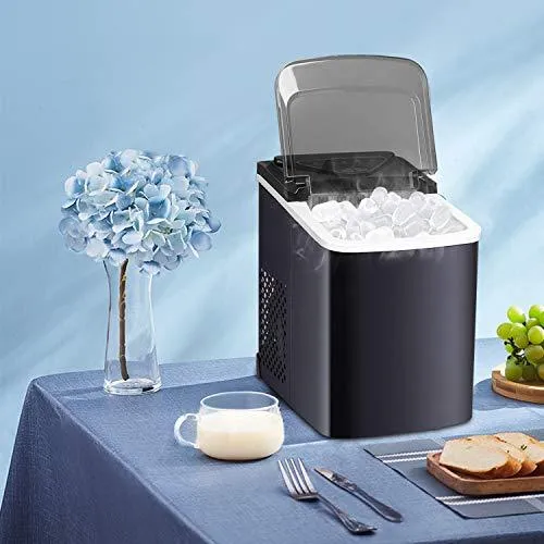 Northair Stainless Steel Portable Countertop Ice Maker with Ice Scoop and Basket 26 lb. Daily Capacity - Black