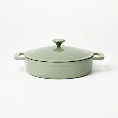 Open Box - 3.5qt Enamel Braiser Sage Green - Figmint