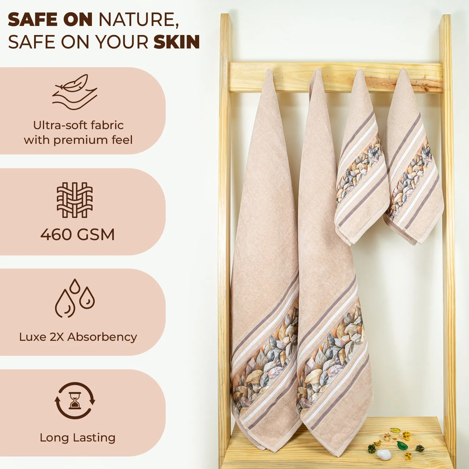 Oriental 450 GSM Bath Towels Set Of 4 | Ultra Soft & Highly Absorbent Towels