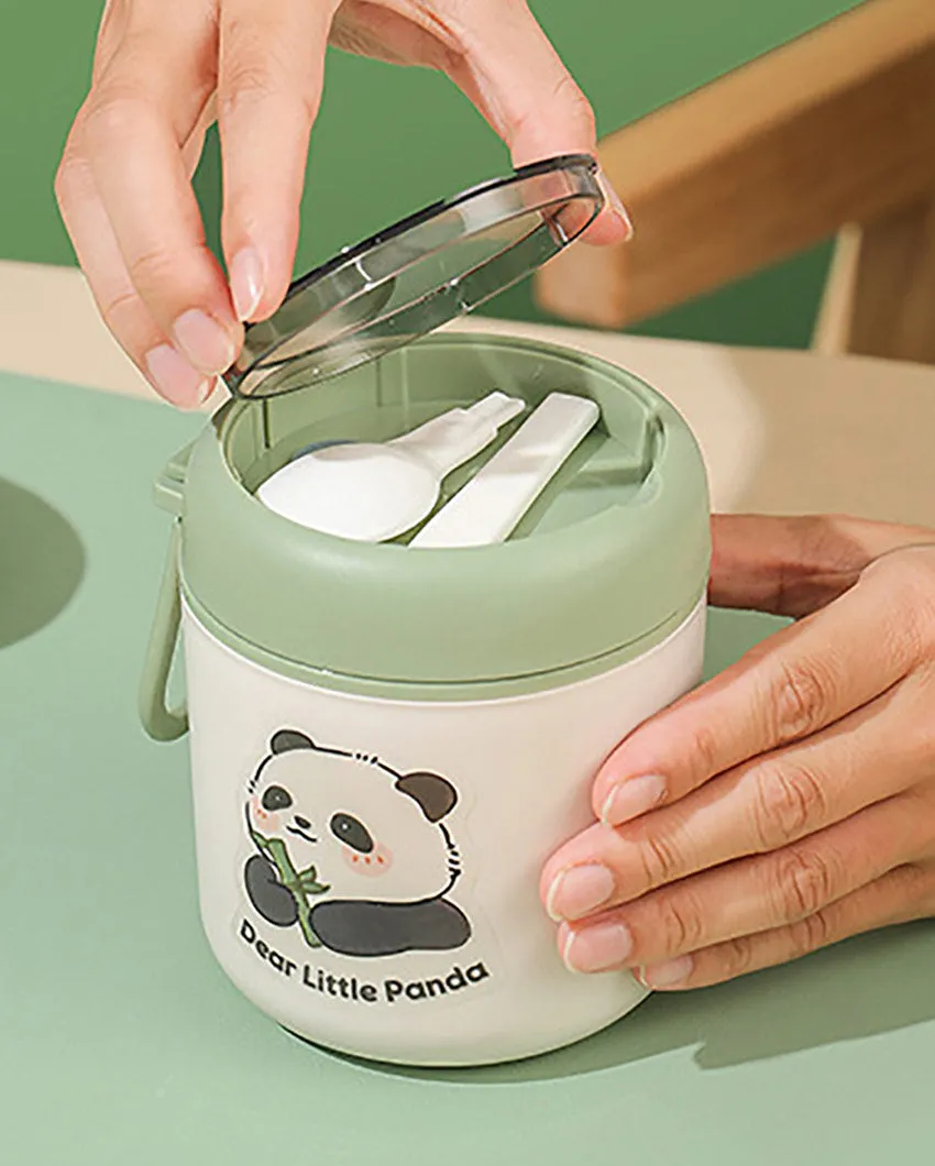 Panda Theme Stainless Steel Spoon & Soup Salad Tiffin Box With Insulated Bag