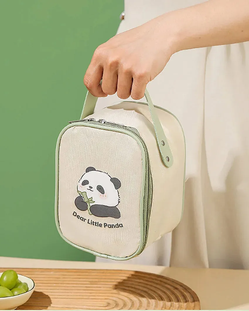 Panda Theme Stainless Steel Spoon & Soup Salad Tiffin Box With Insulated Bag