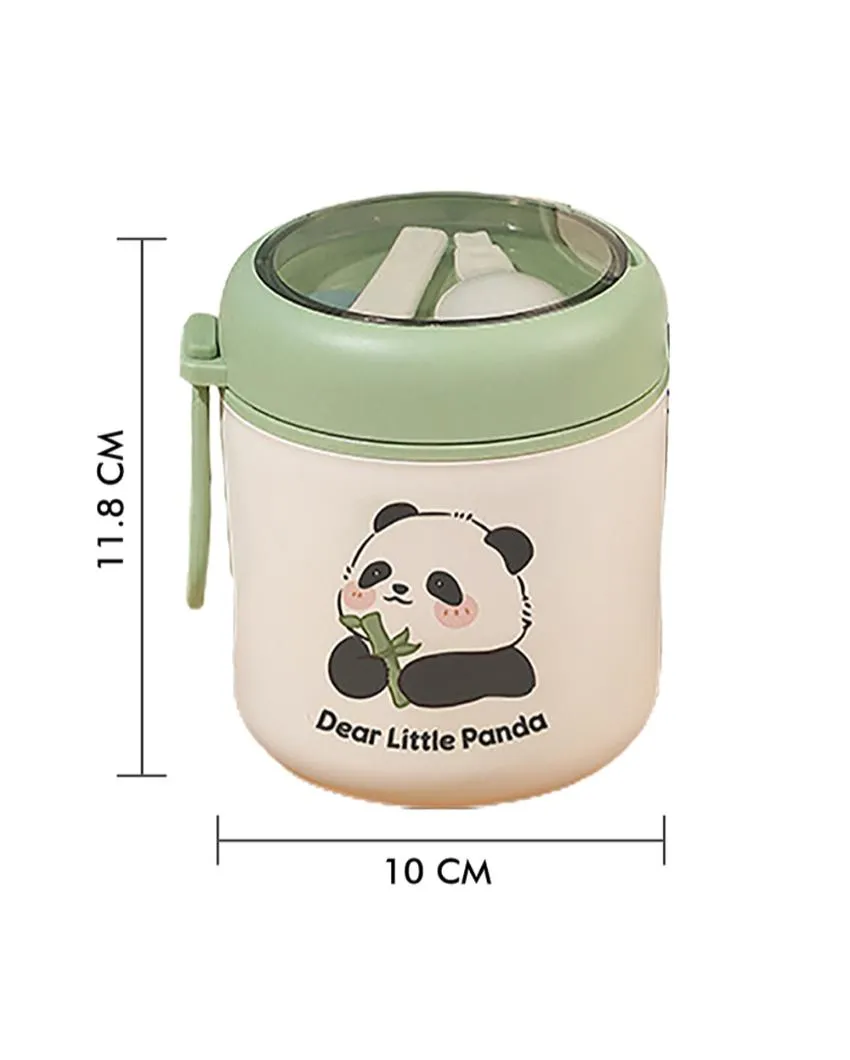 Panda Theme Stainless Steel Spoon & Soup Salad Tiffin Box With Insulated Bag