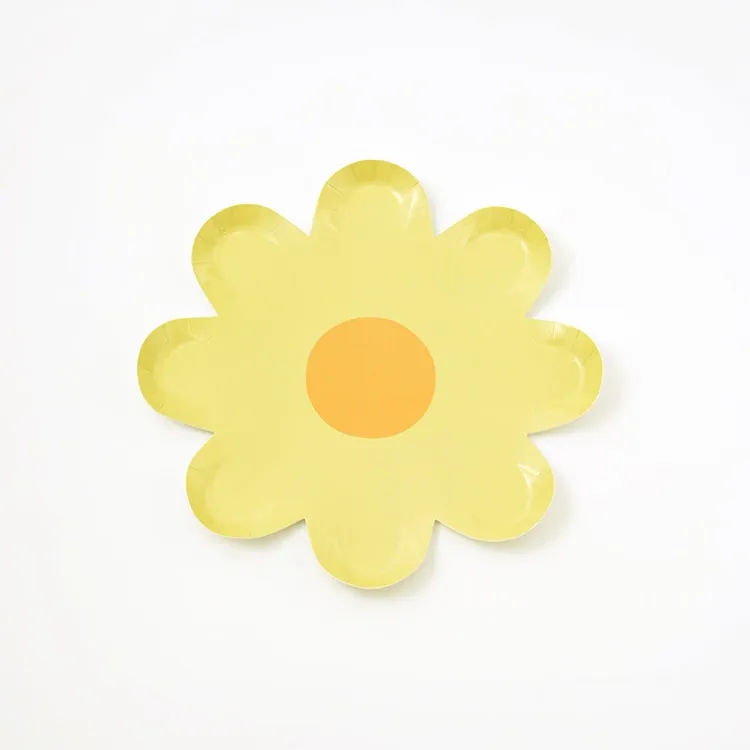 Party Paper Plate | Yellow Daisy Shaped | Set of 10