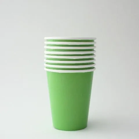Plain Lime Green Paper Cups (8 Pack)