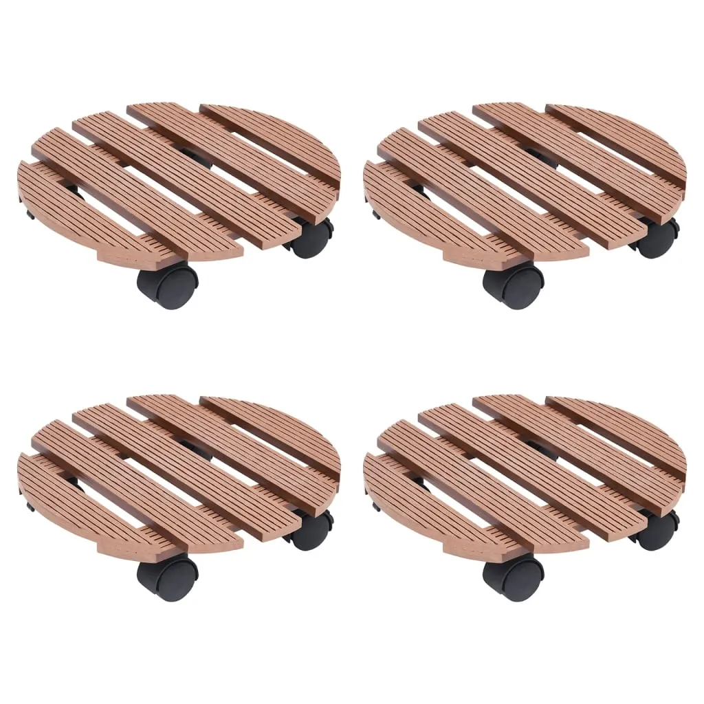 Plant Trolleys 4 pcs Brown Ø30x7,5 cm WPC